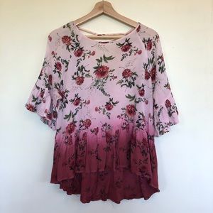 boutique ombre pink flowing floral top